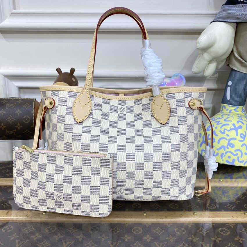 Replica Louis Vuitton Neverfull MM White Grid - top-rated replica designer bag