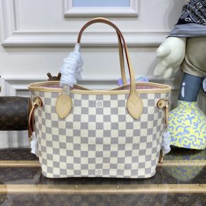 Replica Louis Vuitton Neverfull MM White Grid - high-quality designer bag clone