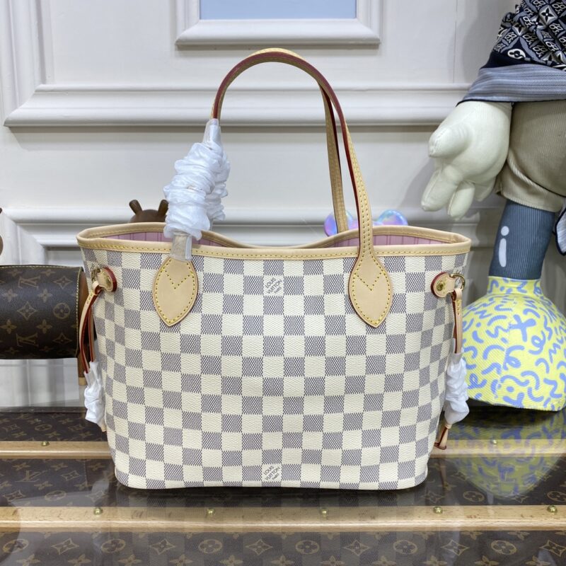 Replica Louis Vuitton Neverfull MM White Grid - high-quality designer bag clone