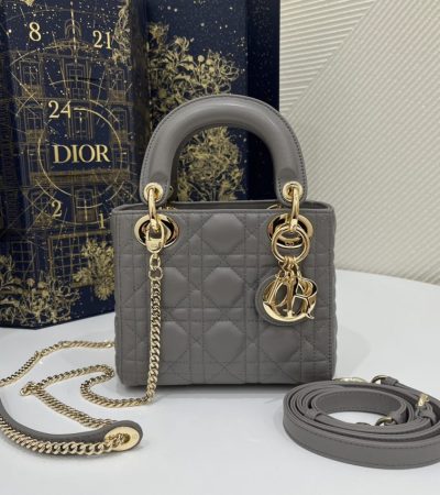 Replica Lady Dior Mini Stone Grey - elite superclone designer purse