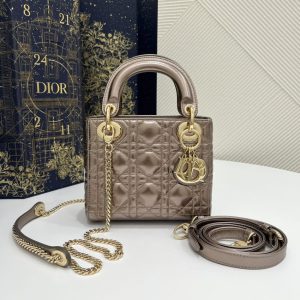 Replica Lady Dior Mini Golden-Tone Metallic - 1:1 designer replica handbag