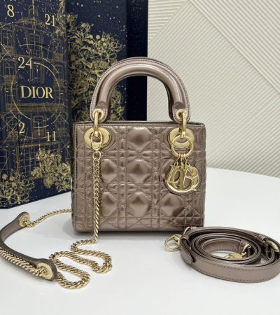 Replica Lady Dior Mini Golden-Tone Metallic - 1:1 designer replica handbag