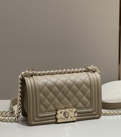 Replica CHANEL Le Boy Milk Tea - premium 1:1 fake handbag model