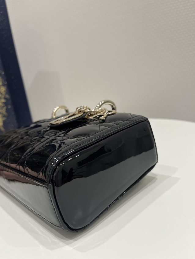Replica Dior Lady D-Joy Bag Patent Black - authentic-look luxury purse replica