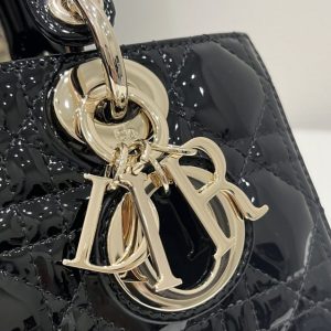 Replica Dior Lady D-Joy Bag Patent Black - authentic-look luxury purse replica