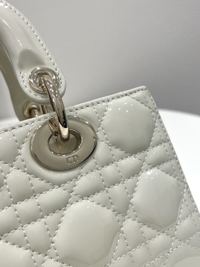 Replica Dior Lady D-Joy Bag White Patent - near-authentic luxury replica handbag