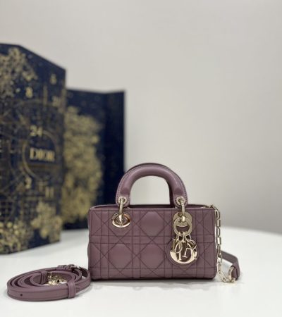 Replica Dior Lady D-Joy Mini Bag Dark Purple - authentic-look luxury purse replica