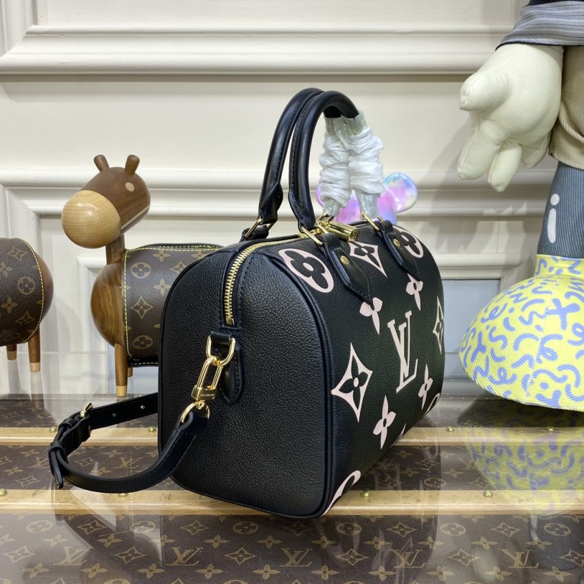 Replica Louis Vuitton Speedy Bandouliere 25 Black-Pink - best quality luxury bag dupe