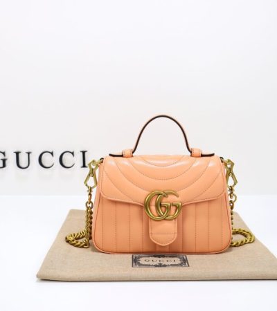 Replica Gucci GG Marmont Top Handle Apricot - top-rated replica designer bag