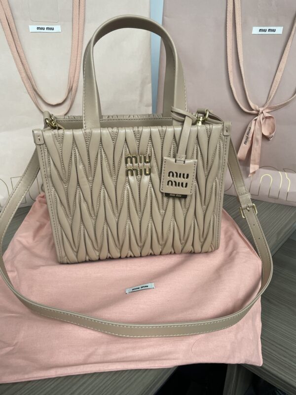 Replica Miu Miu Matelassé Tote Beige - premium-grade designer purse dupe