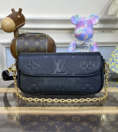 Replica Louis Vuitton Wallet on Chain Ivy Black - high-accuracy replica luxury purse