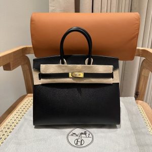 Replica Hermes Birkin Epsom Black Noir Gold - authentic-look luxury purse replica