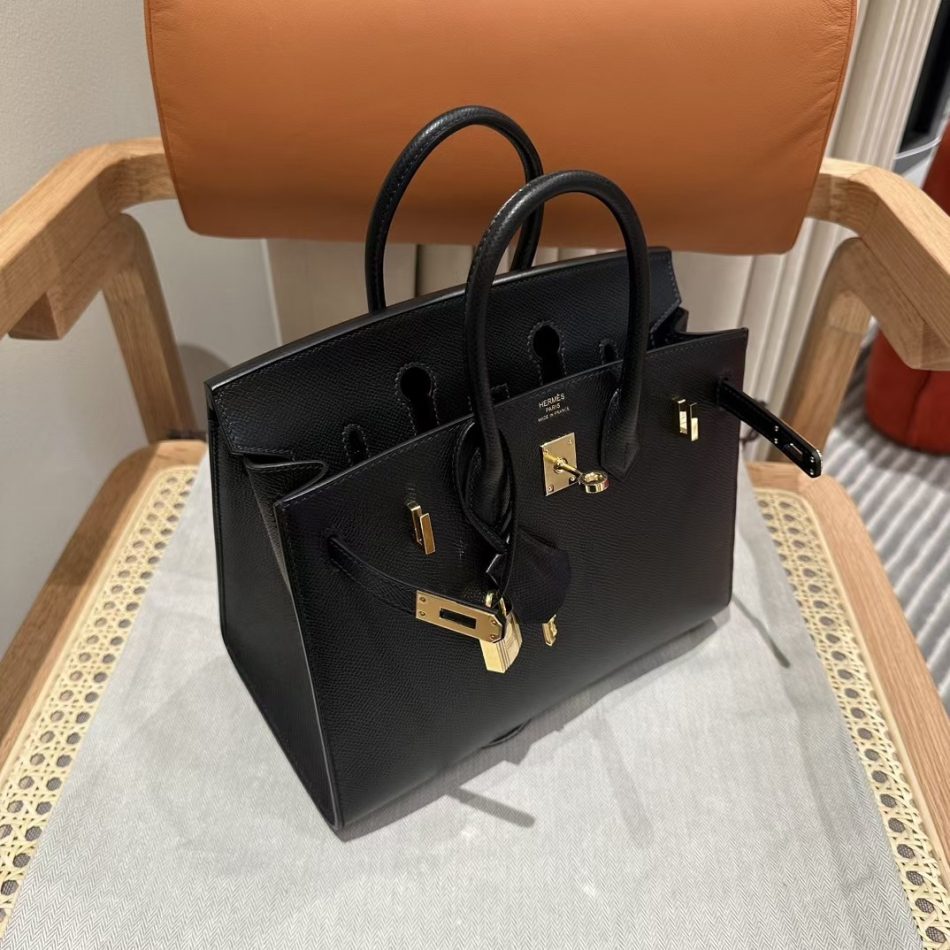 Replica Hermes Birkin Epsom Black Noir Gold - ultra-realistic fake designer tote