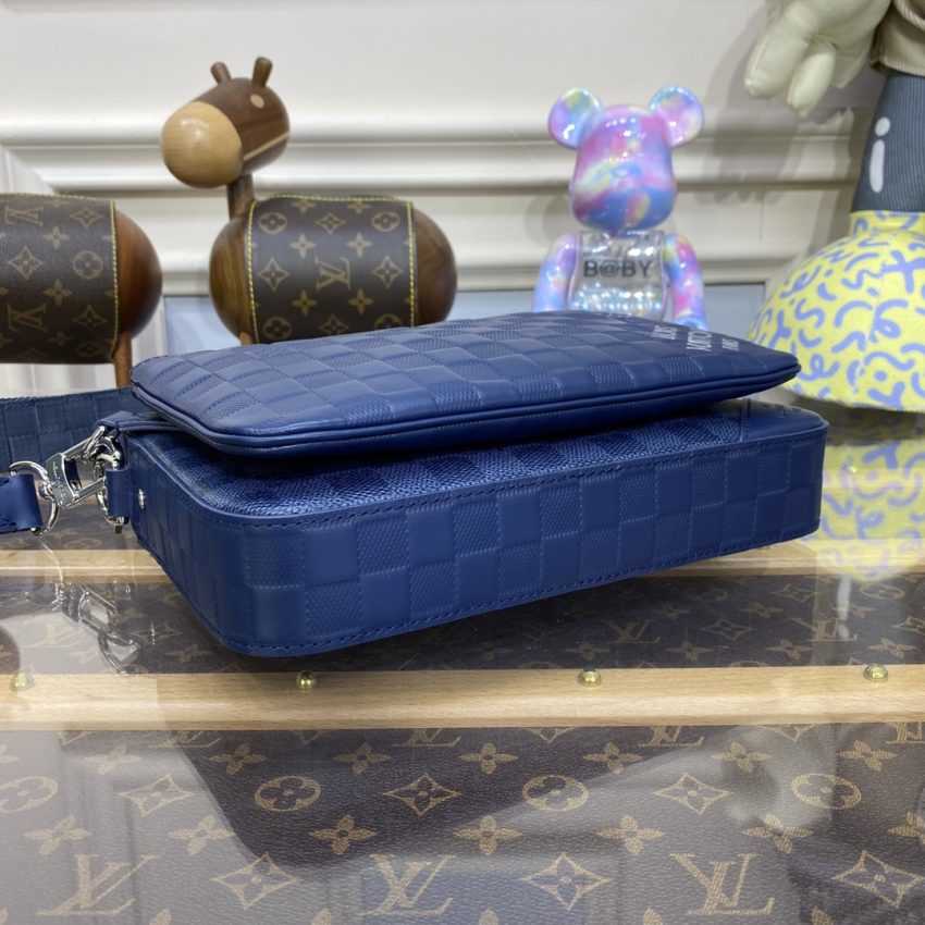 Replica Louis Vuitton Trio Messenger Blue Grid - top-tier luxury replica shoulder bag