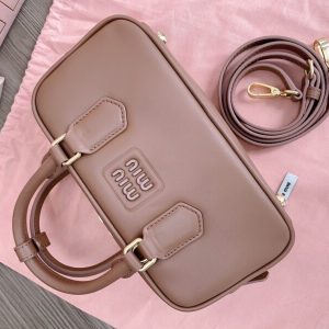Replica Miu Miu Arcadie Small Full Brown - near-authentic luxury replica handbag