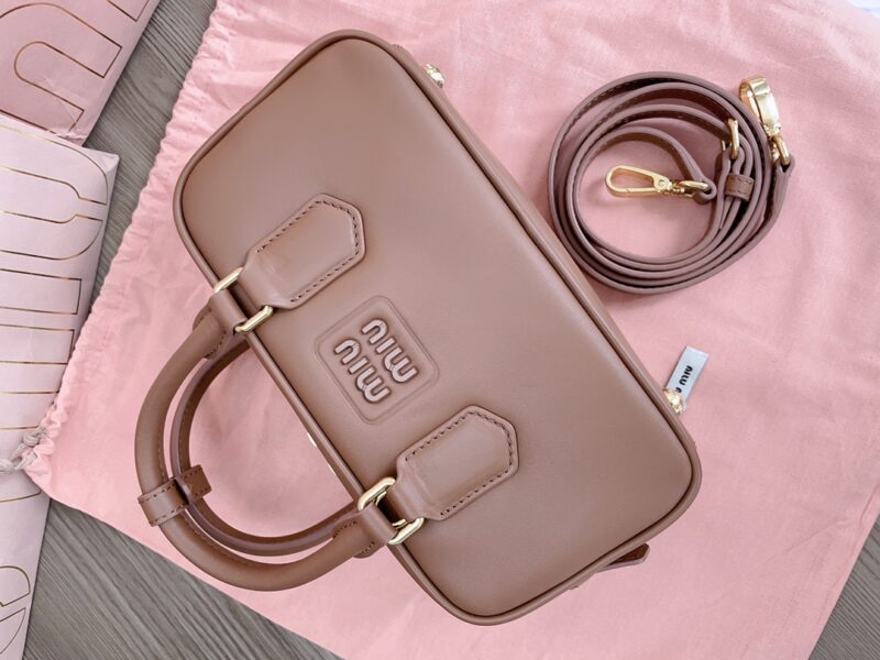 Replica Miu Miu Arcadie Small Full Brown - near-authentic luxury replica handbag