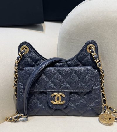 Replica CHANEL 23c Hobo Small Dark Blue - high-accuracy replica luxury purse