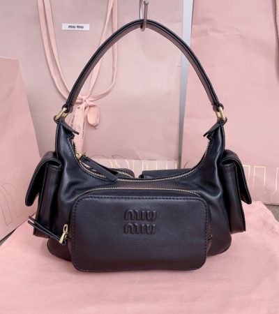 Replica Miu Miu Nappa Pocket Bag Black - elite superclone designer purse
