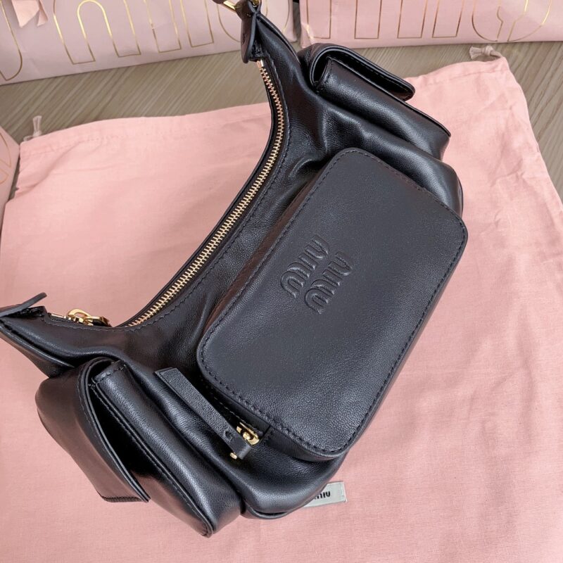 Replica Miu Miu Nappa Pocket Bag Black - high-end fake designer purse
