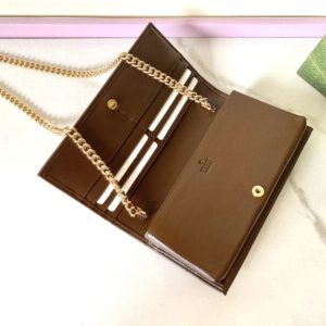 Replica Gucci Horsbet Chain Clutch Brown - premium 1:1 fake handbag model