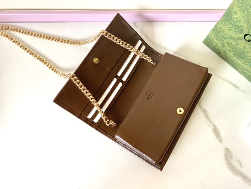 Replica Gucci Horsbet Chain Clutch Brown - premium 1:1 fake handbag model