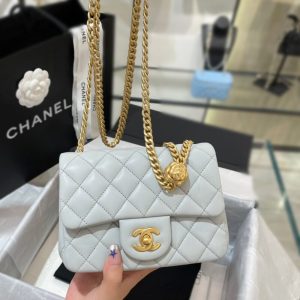 Replica CHANEL 23S Camellia Square Light Blue - high-end fake designer purse
