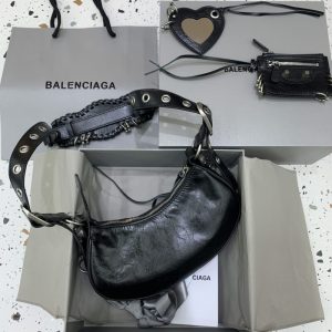 Replica Balenciaga Le Cagole Black Silver - realistic designer-inspired fake bag