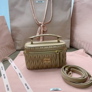 Replica Miu Miu Cosmetic Bag Milk Tea - high-end fake designer purse