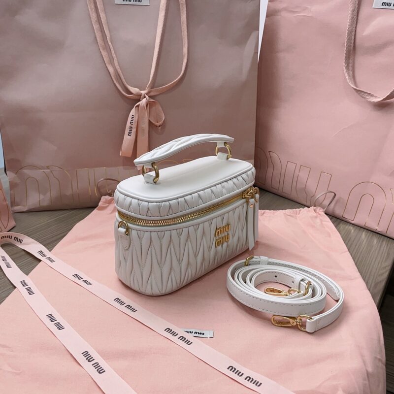 Replica Miu Miu Cosmetic Bag White - premium 1:1 fake handbag model