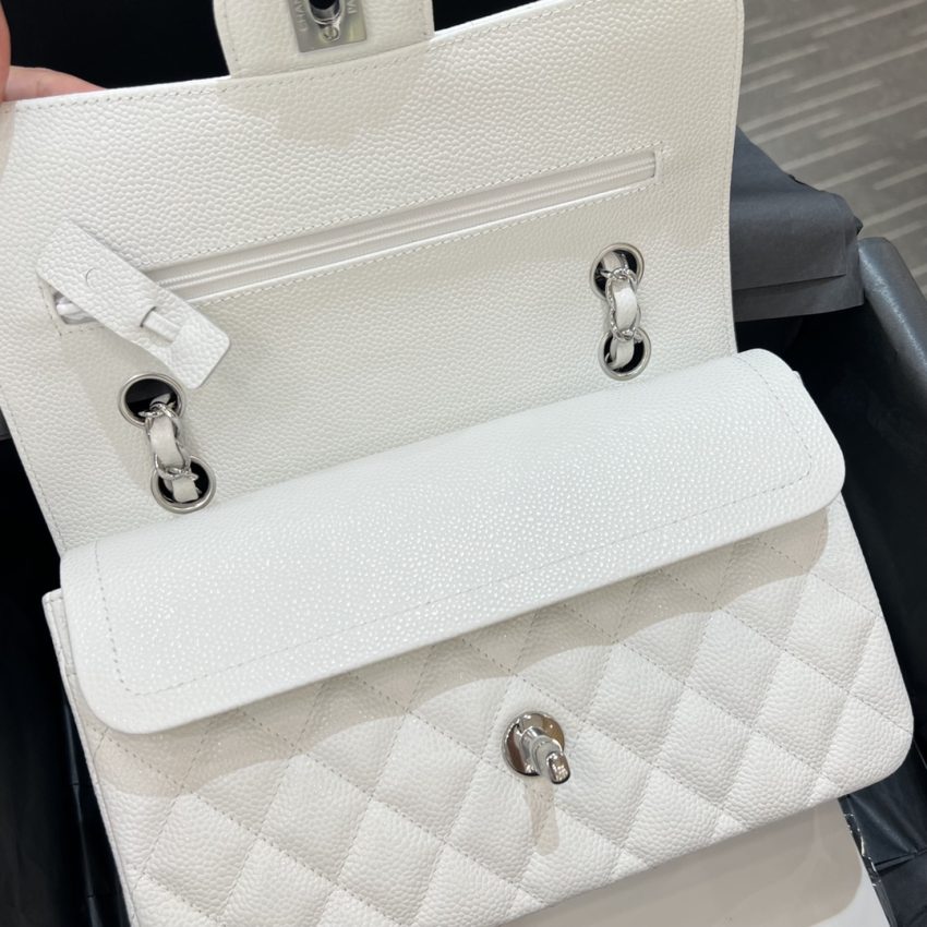Replica CHANEL Classic Flap 23cm White Silver - top-tier luxury replica shoulder bag