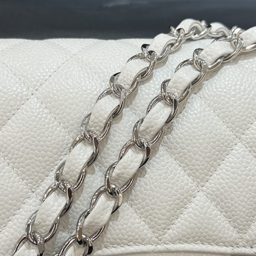 Replica CHANEL Classic Flap 23cm White Silver - best quality luxury bag dupe