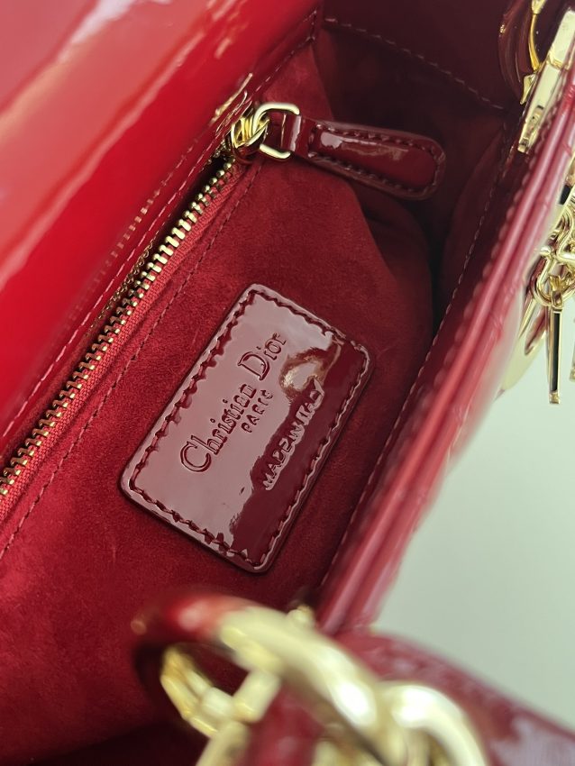 Replica Lady Dior Mini Red Patent - top-tier luxury replica shoulder bag