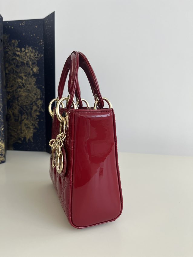 Replica Lady Dior Mini Red Patent - high-quality designer bag clone