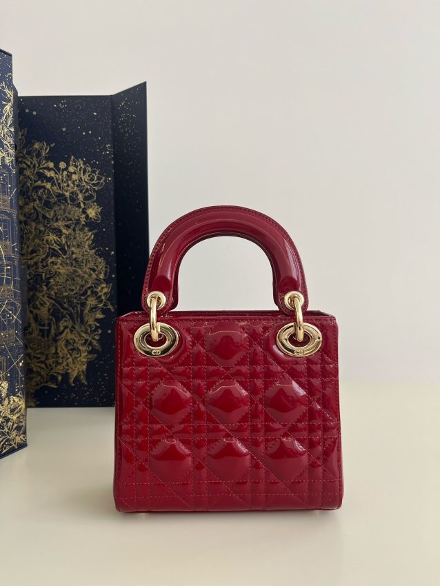 Replica Lady Dior Mini Red Patent - top-tier luxury replica shoulder bag