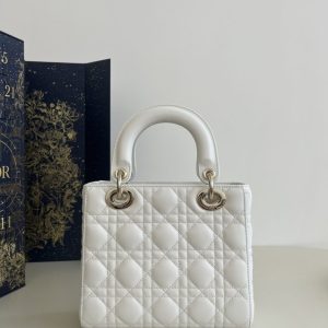 Replica Dior Lady Dior White ABC - premium 1:1 fake handbag model