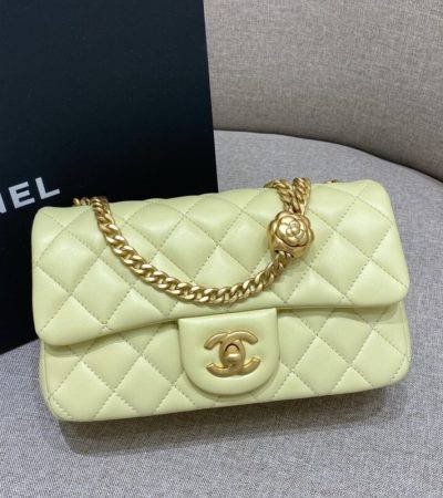 Replica CHANEL Camellia Flap Yellow - top-rated replica designer bag