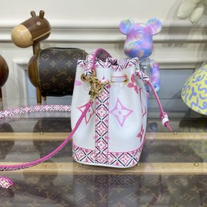 Replica Louis Vuitton Nano Noe White Pink - 1:1 designer replica handbag