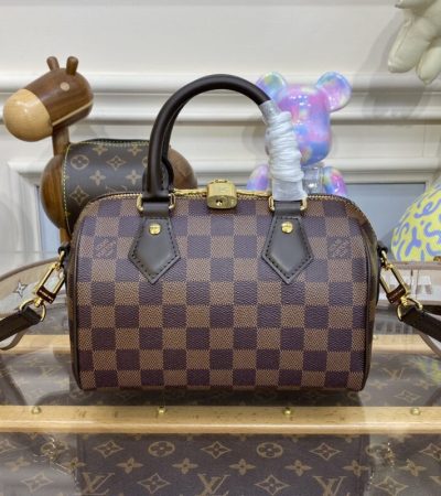 Replica Louis Vuitton Speedy Bandouliere 20 Brown Grid - premium 1:1 fake handbag model