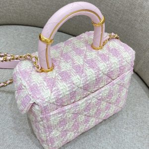 Replica CHANEL Tweed Handle Crush Small Purple - authentic-look luxury purse replica