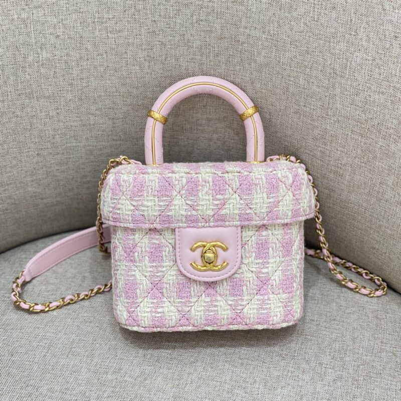 Replica CHANEL Tweed Handle Crush Small Purple - high-end fake designer purse