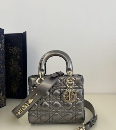 Replica Lady Dior Platinum Metallic ABC - premium 1:1 fake handbag model