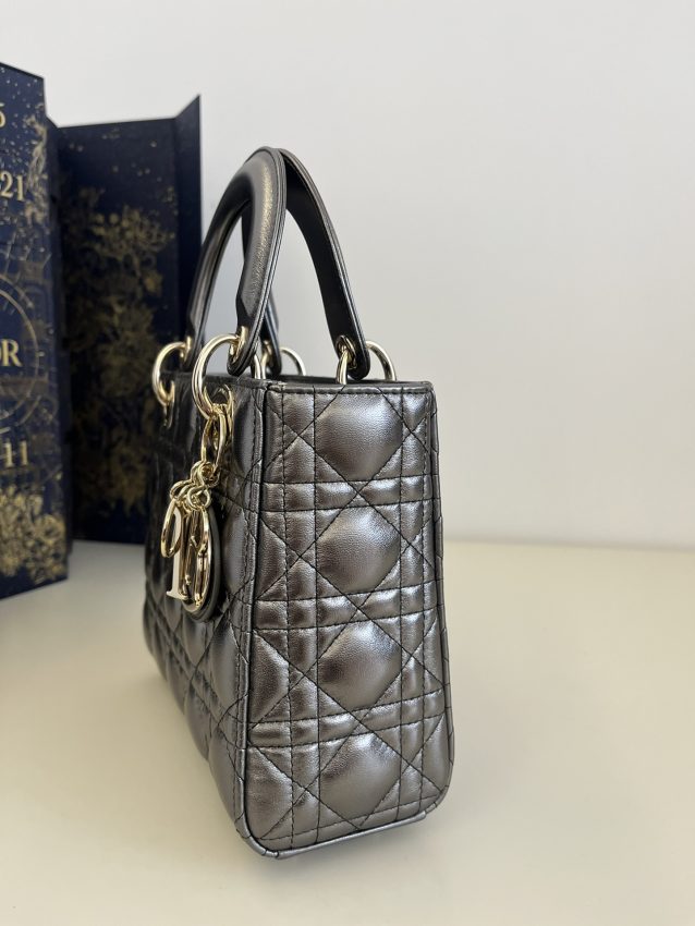 Replica Lady Dior Platinum Metallic ABC - premium-grade designer purse dupe