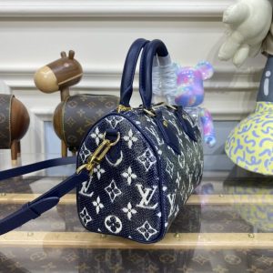 Replica Louis Vuitton Speedy Bandouliere Blue Denim - best-selling designer handbag dupe