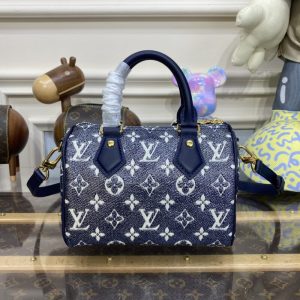 Replica Louis Vuitton Speedy Bandouliere Blue Denim - 1:1 designer replica handbag