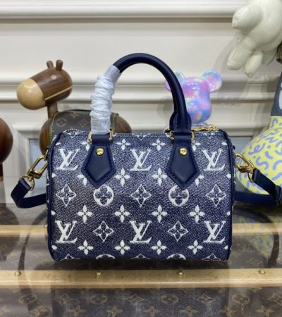 Replica Louis Vuitton Speedy Bandouliere Blue Denim - 1:1 designer replica handbag
