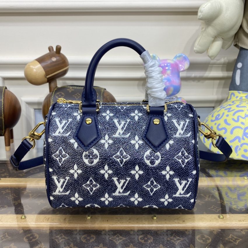 Replica Louis Vuitton Speedy Bandouliere Blue Denim - premium 1:1 fake handbag model