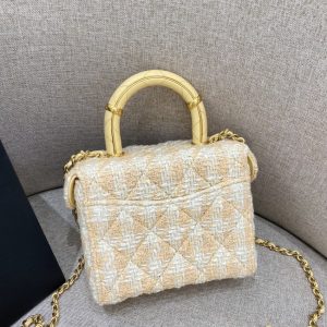 Replica CHANEL Tweed Handle Crush Small Apricot - premium 1:1 fake handbag model