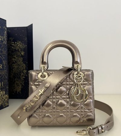Replica Lady Dior Golden Metallic ABC - near-authentic luxury replica handbag