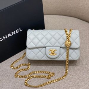 Replica CHANEL Camellia Flap Light Blue - top-tier luxury replica shoulder bag