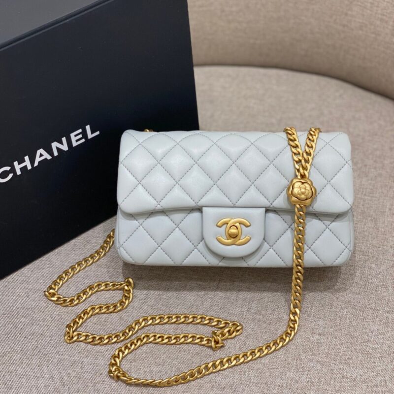 Replica CHANEL Camellia Flap Light Blue - top-tier luxury replica shoulder bag